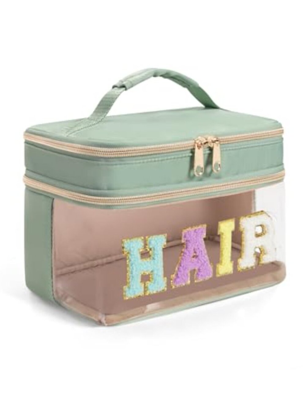 Double Layer Hair Accessories Organizer Preppy Makeup Bag Nylon PVC Travel